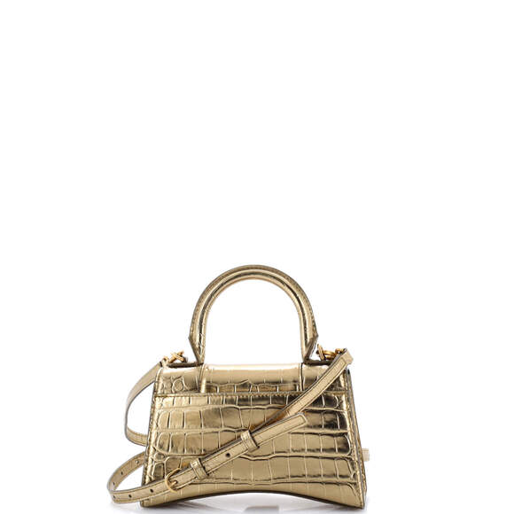 Balenciaga XS Hourglass Top Handle Bag Crocodile Embossed Leather - Picture 3 of 6